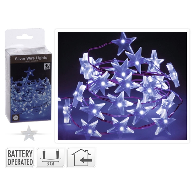 Navidad iluminacion 40 leds estrellas bco.frio - Suinplas