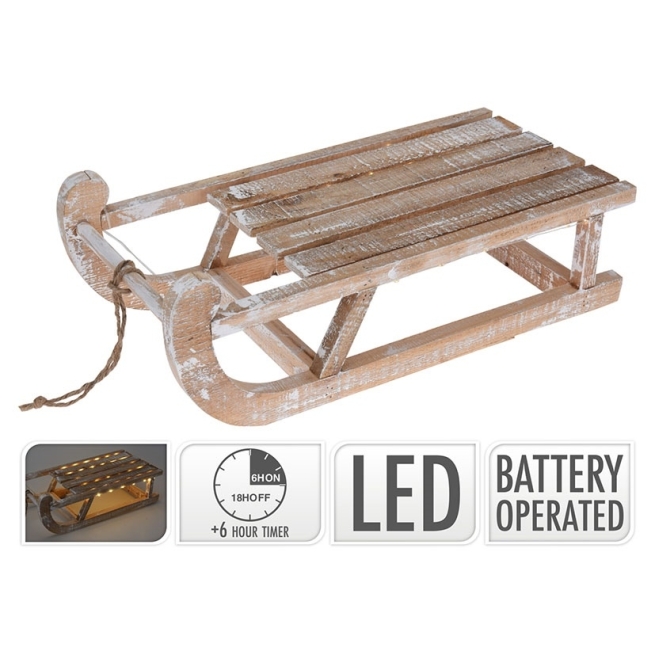 Trineo de madera luces led navidad - Suinplas