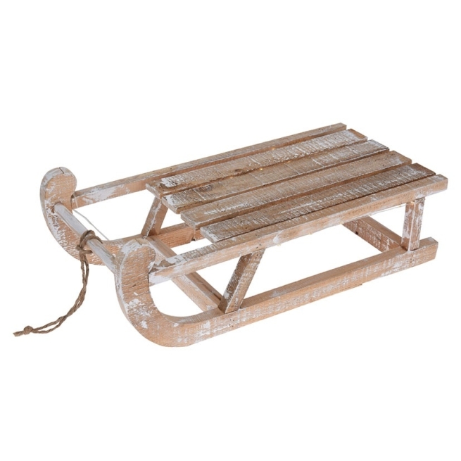 Trineo de madera luces led navidad - Suinplas