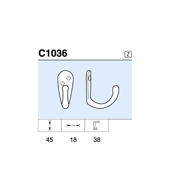 Percha sencilla 1036 cromo mate - Suinplas