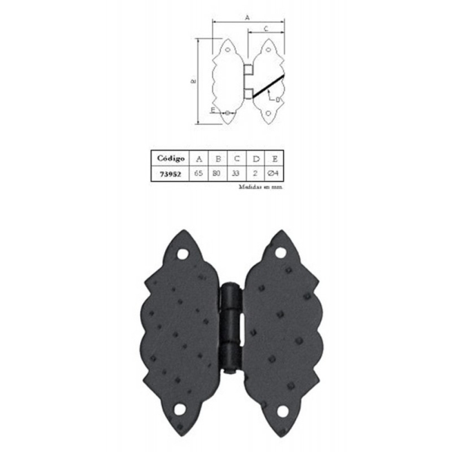 Bisagra mariposa 65x80mm negro - Suinplas