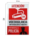 Cartel alarma conectada policia de  30x21 - Suinplas