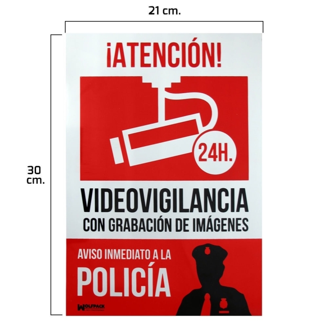 Cartel alarma conectada policia de  30x21 - Suinplas