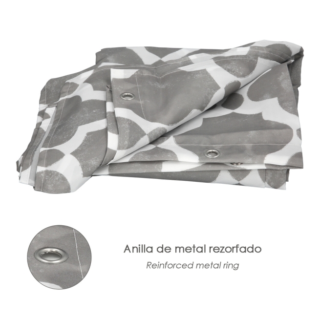 Cortina ducha impermeable vintage gris  180x200 - Suinplas