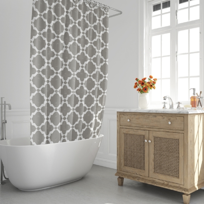 Cortina ducha impermeable vintage gris  180x200 - Suinplas
