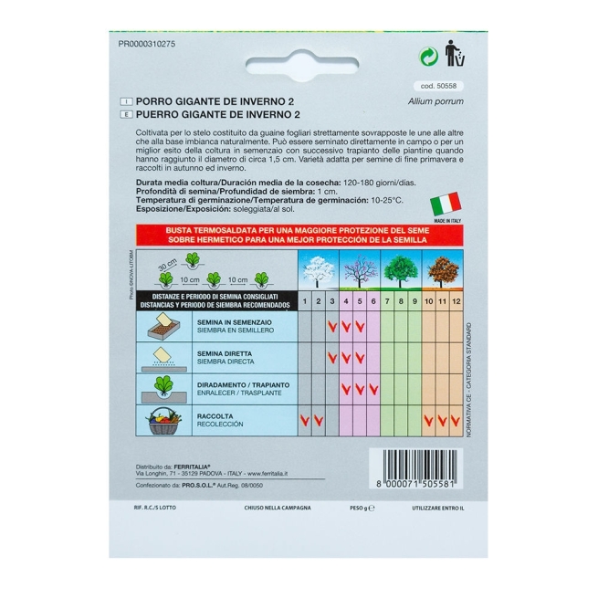 Semilla aromatica  puerro largo - Suinplas