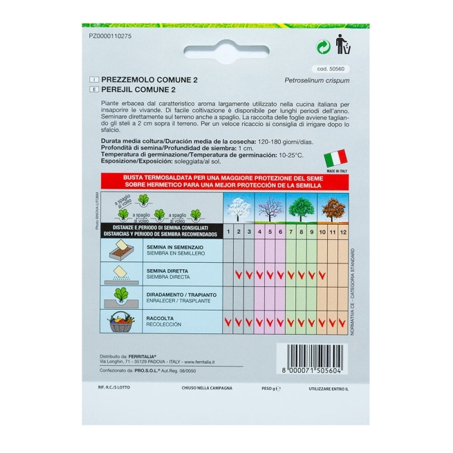 Semilla aromatica perejil comun - Suinplas