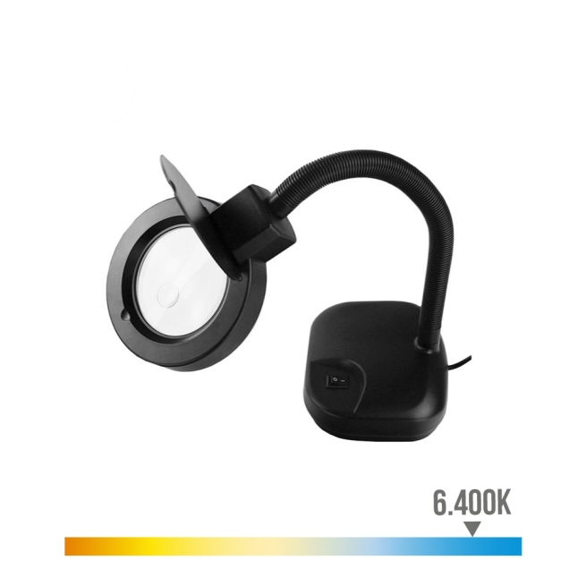 Flexo con lupa sobremesa negro 12w - Suinplas