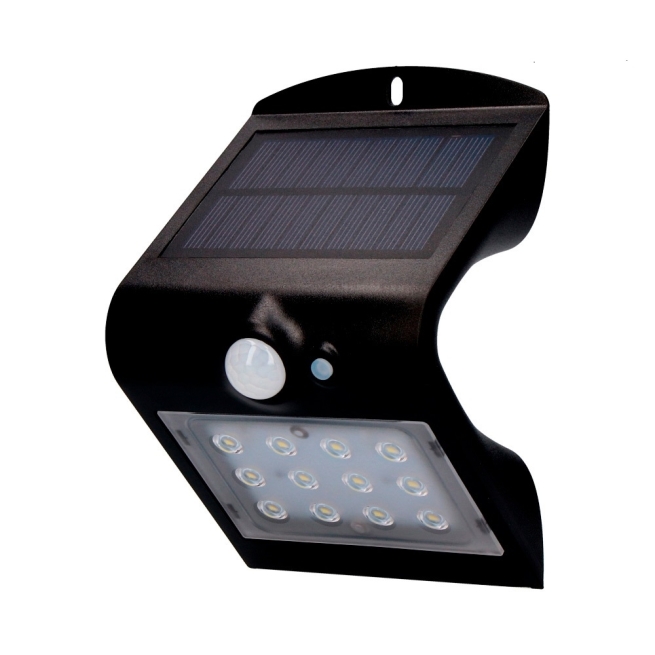 Aplique solar  1,5w 220 lumen  con sensor negro - Suinplas