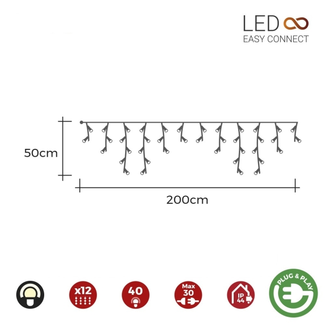 Navidad cortina icle con programador  2mx50cm - Suinplas