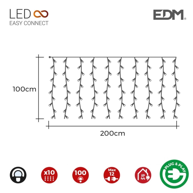 Navidad cortina luz con programador 2x1mts 10 tiras - Sui...