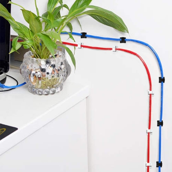 Soporte adhesivo para cables  negro 10ud - Suinplas