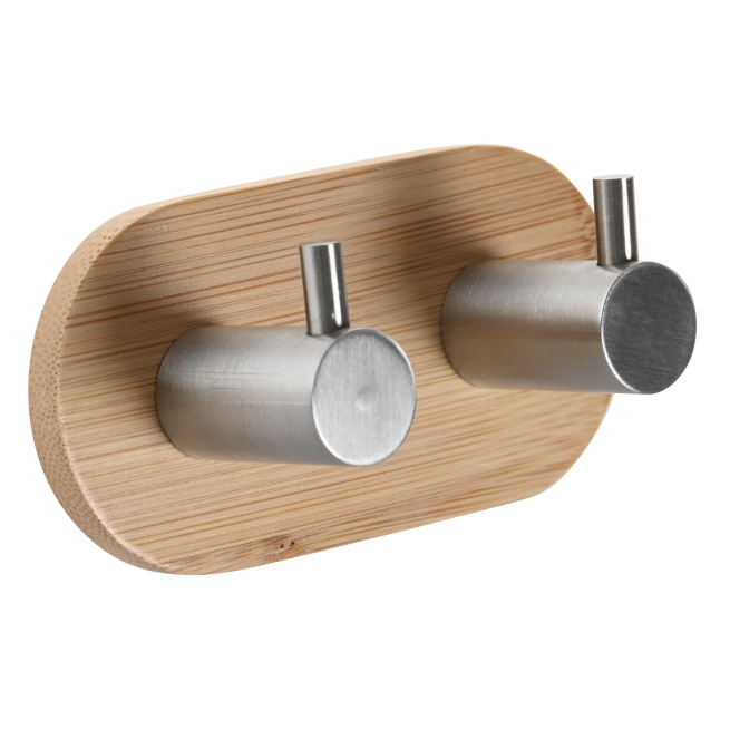 Perchero pared bambu inox 9x4,5x3,2 mate natural - Suinplas