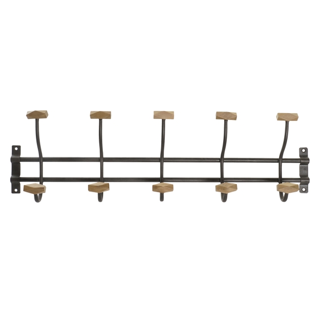 Perchero metal madera 60x8,5x17,5 5 colg. negro - Suinplas