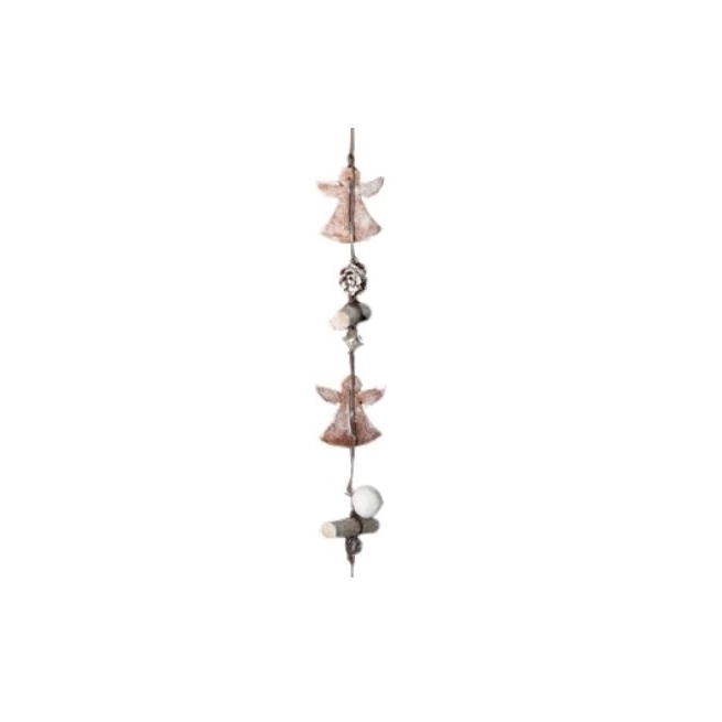 Navidad angeles madera guirnalda 110cm     - Suinplas
