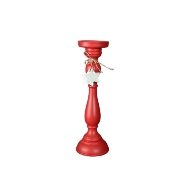 Navidad portavela madera rojo estrella   - Suinplas