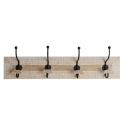 Perchero de Pared de Madera de Mango con 4 Colgadores 