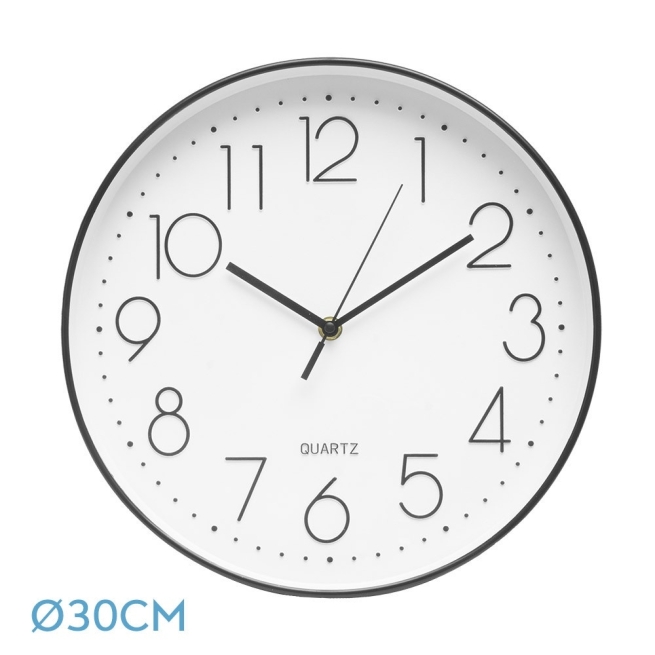 Reloj de pared 30cm diam borde y negro - Suinplas