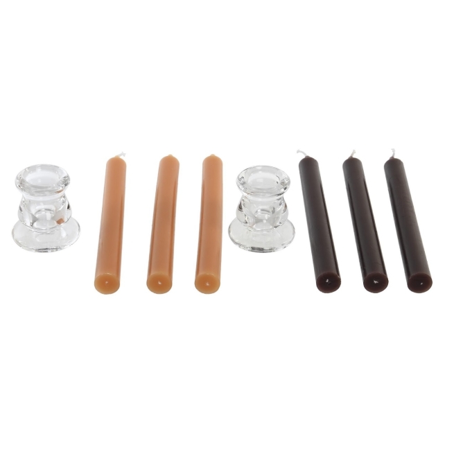 Vela cera 2x2x20 portavela set 4  - Suinplas