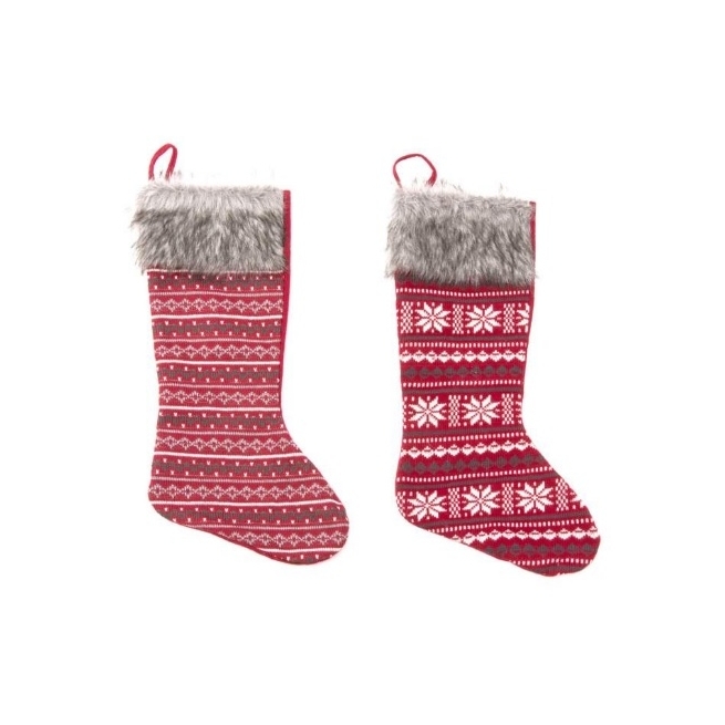 Navidad calcetin tela 25x55cm   - Suinplas
