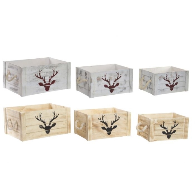Caja set 3 madera 40x30x20 reno decape      - Suinplas