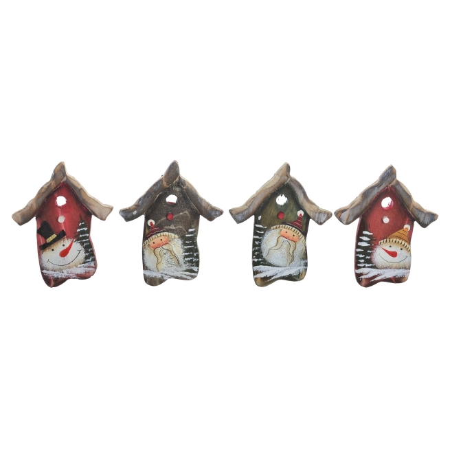 Navidad pinza madera 4x4 casitas surtido    - Suinplas