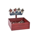 Navidad pinza madera 4x4 casitas surtido    - Suinplas