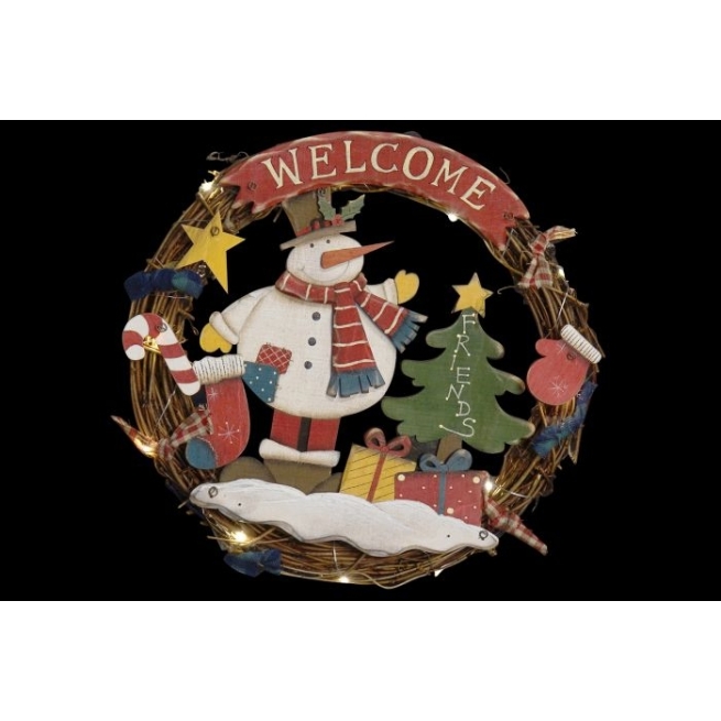 Navidad corona madera led 30x3x28,5 2 surt.    - Suinplas