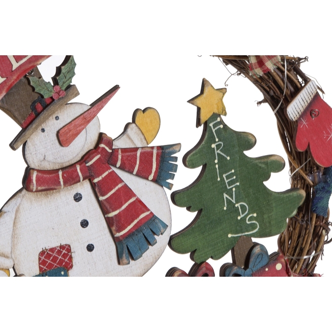Navidad corona madera led 30x3x28,5 2 surt.    - Suinplas