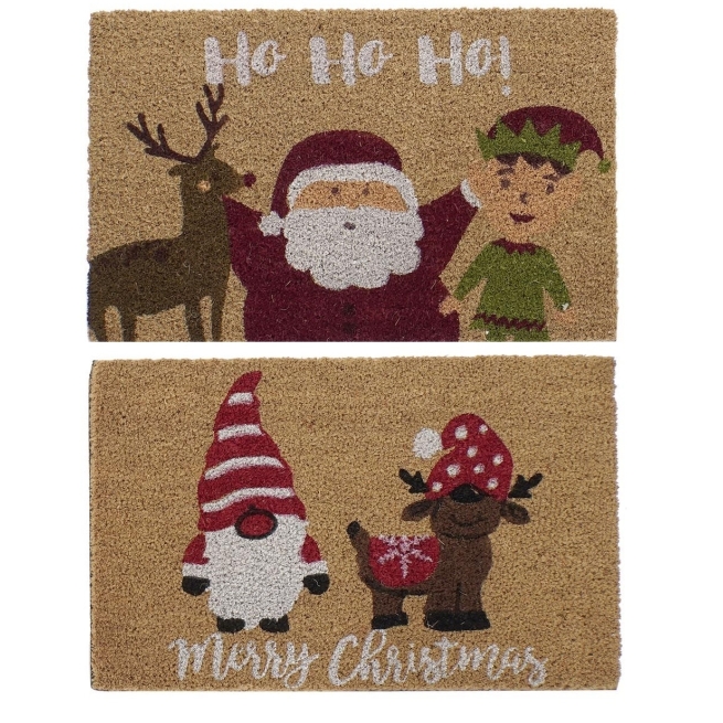 Navidad felpudo fibra coco pvc 60x40x1,5 papa noel 2 surt...