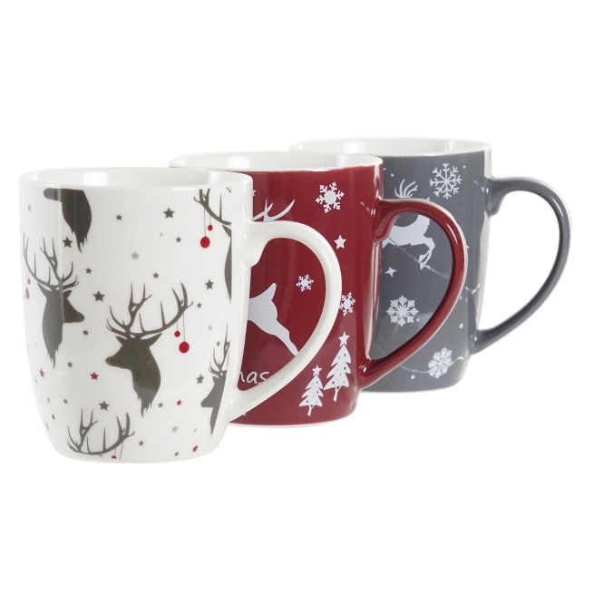 Navidad taza porcelana 13x8,5x10 360ml, renos 3 surt. - S...