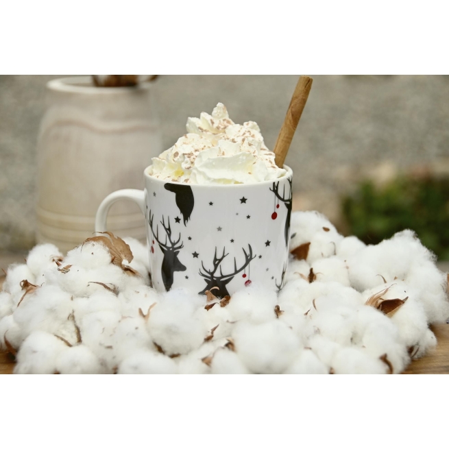 Navidad taza porcelana 13x8,5x10 360ml, renos 3 surt. - S...