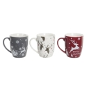 Navidad taza porcelana 13x8,5x10 360ml, renos 3 surt. - S...