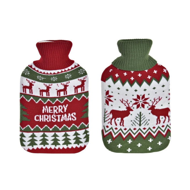 Navidad bolsa agua caliente poliester 20x4x32 2l, 2 surt....