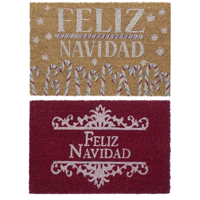 Navidad felpudo fibra coco 60x40x1,5 feliz navidad 2 surt...