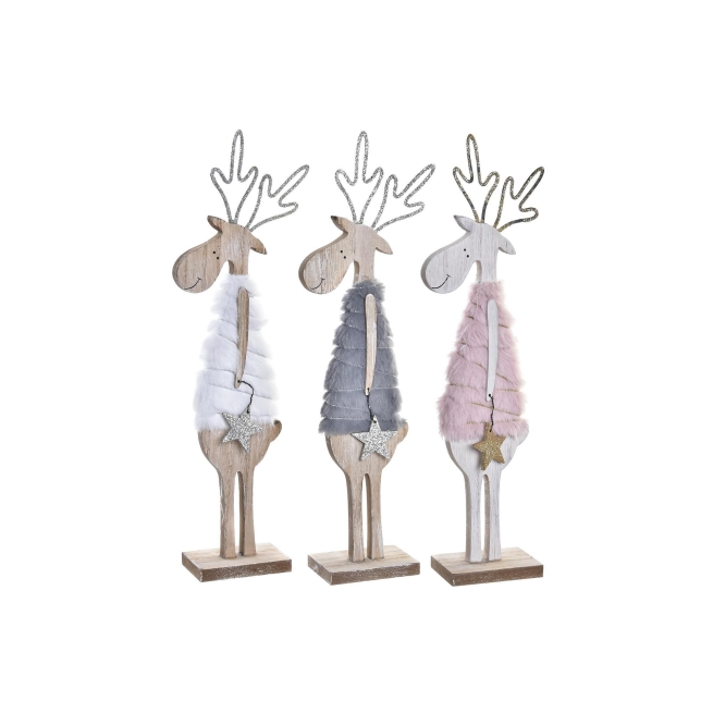 Navidad figura madera lana 9,5x4,5x30 reno 3 surt. - Suin...