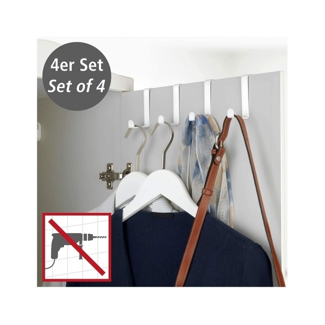 Colgador sobrepuerta blanco mate  4ud - Suinplas