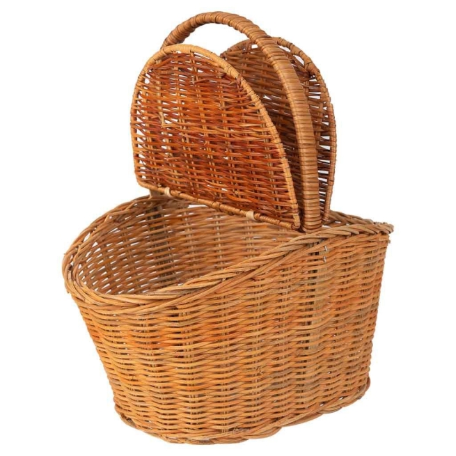 Cesta oval mimbre natural con tapas  28x22x30alto - Suinplas