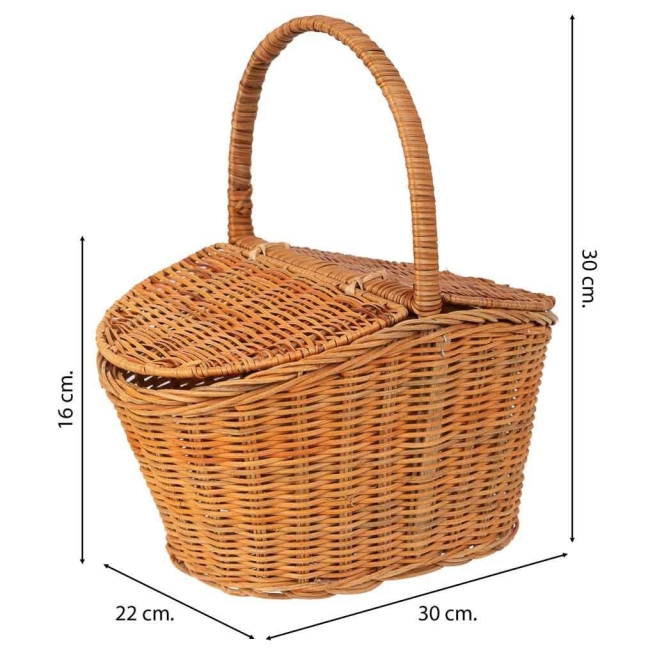 Cesta oval mimbre natural con tapas  28x22x30alto - Suinplas