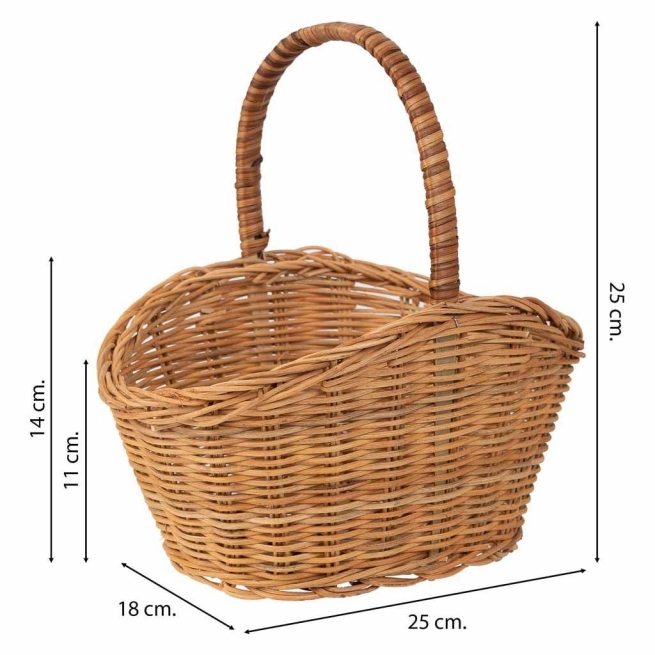 Cesta oval mimbre natural 25x17x13-25 alto - Suinplas