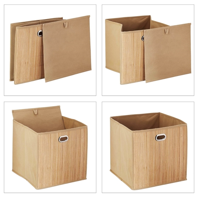 Cesta de almacenaje bambu 31x31x31cm - Suinplas