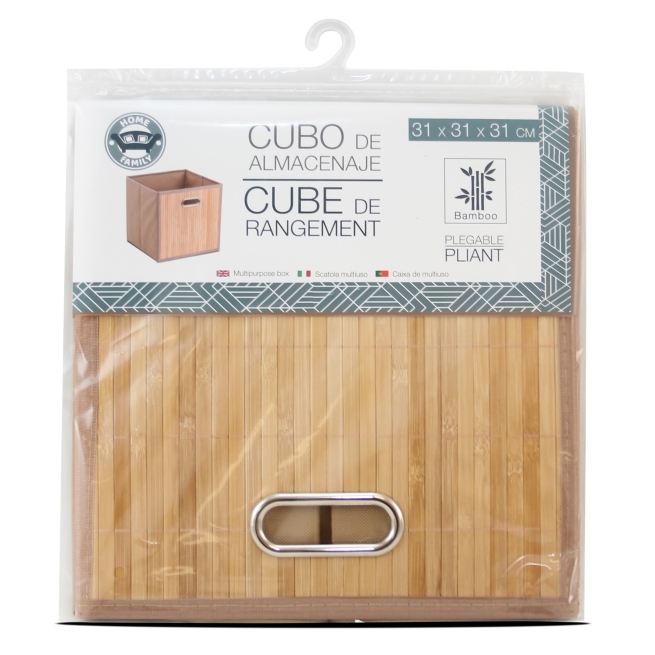 Cesta de almacenaje bambu 31x31x31cm - Suinplas