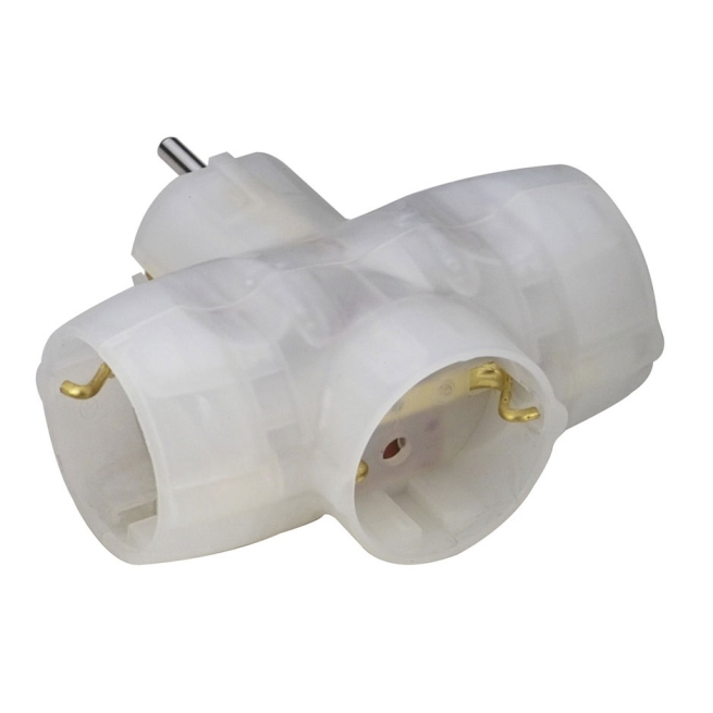 Adaptador triple lateral 16a 250v transparente - Suinplas
