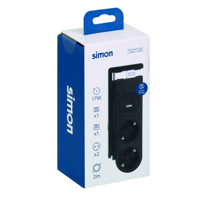 Base multiple  2 tomas con clip fijacion + 2 usb - Suinplas