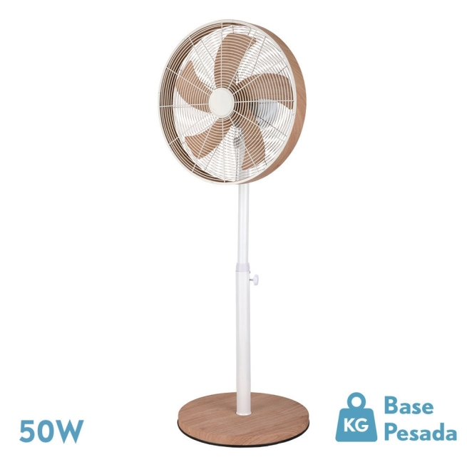 Ventilador de pie mod. alcañiz blanco/haya  50w - Suinplas