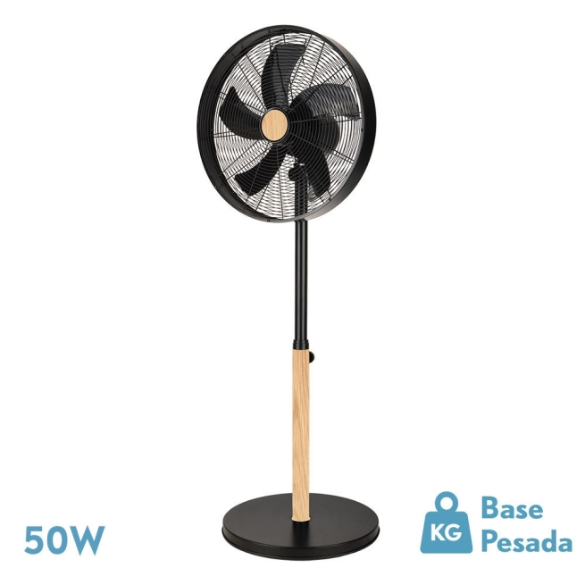 Ventilador de pie falcon negro / haya  50w - Suinplas