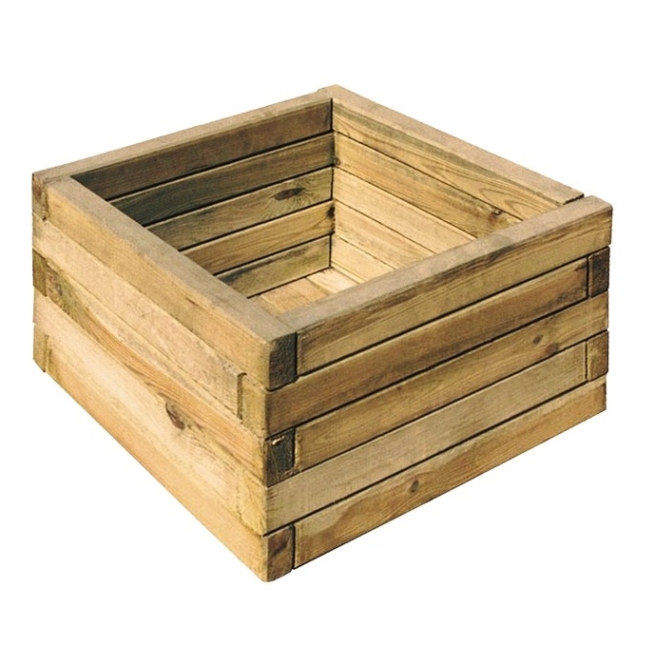 Macetero cuadrado madera fsc  50x50x34cm - Suinplas