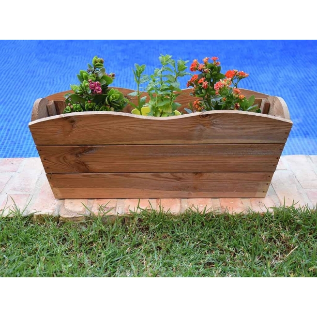 Jardinera madera tratada ondas  63,5x22x19cm - Suinplas