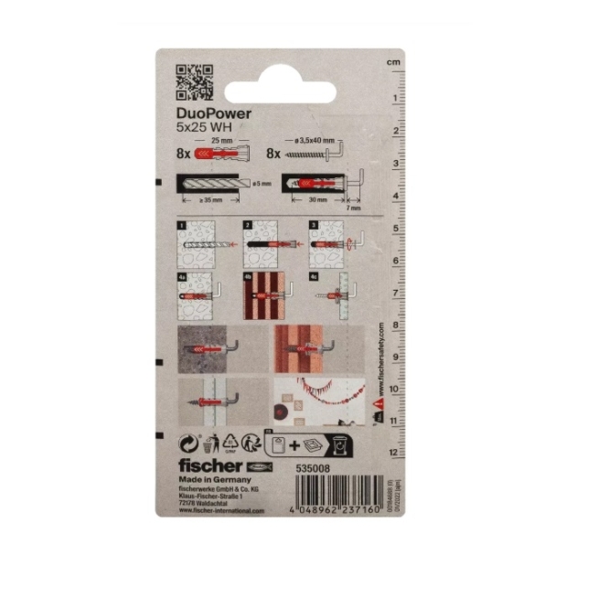 Tacos Fischer DuoPower 5x25 con Alcayatas (8 uds) 