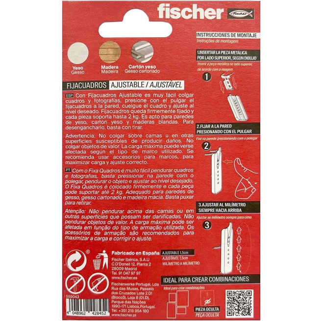 Fija cuadros  ajustable  fischer  2 ud - Suinplas